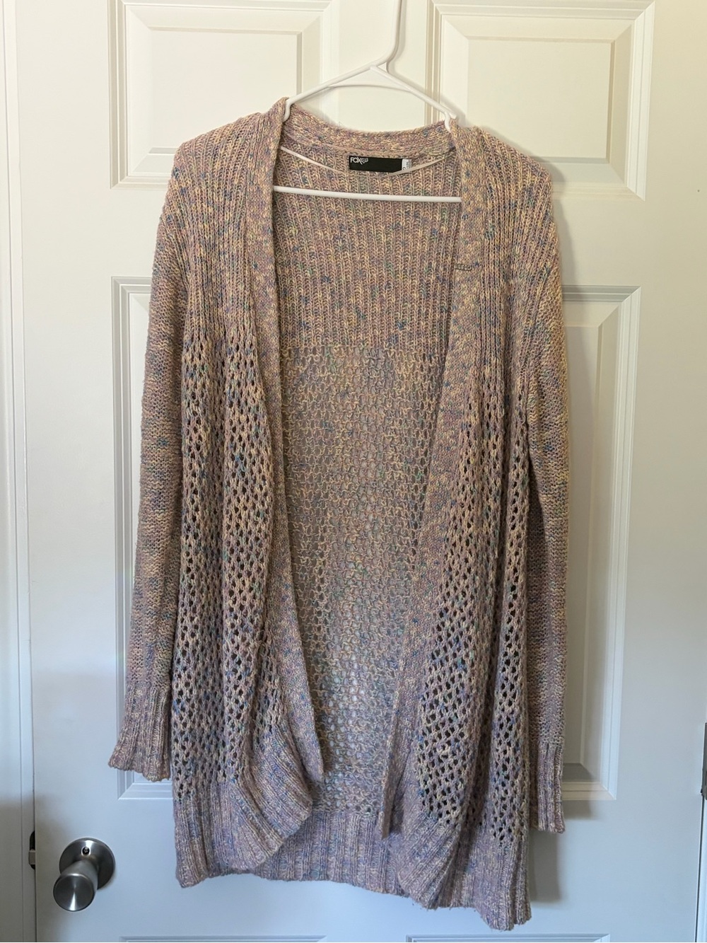 Fox Pastel Multicolor Open-Front Knit Cardigan